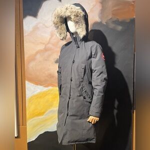 Canada Goose Kensington Graphite Hooded Down Coat with Fur Trim